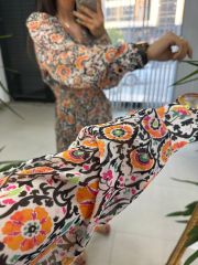 Ays 1387 Turuncu Yoryo Şifon Elbise