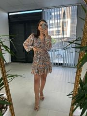 Ays 1387 Turuncu Yoryo Şifon Elbise