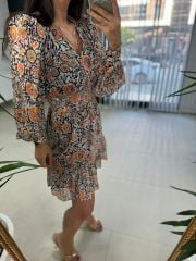 Ays 1387 Turuncu Yoryo Şifon Elbise