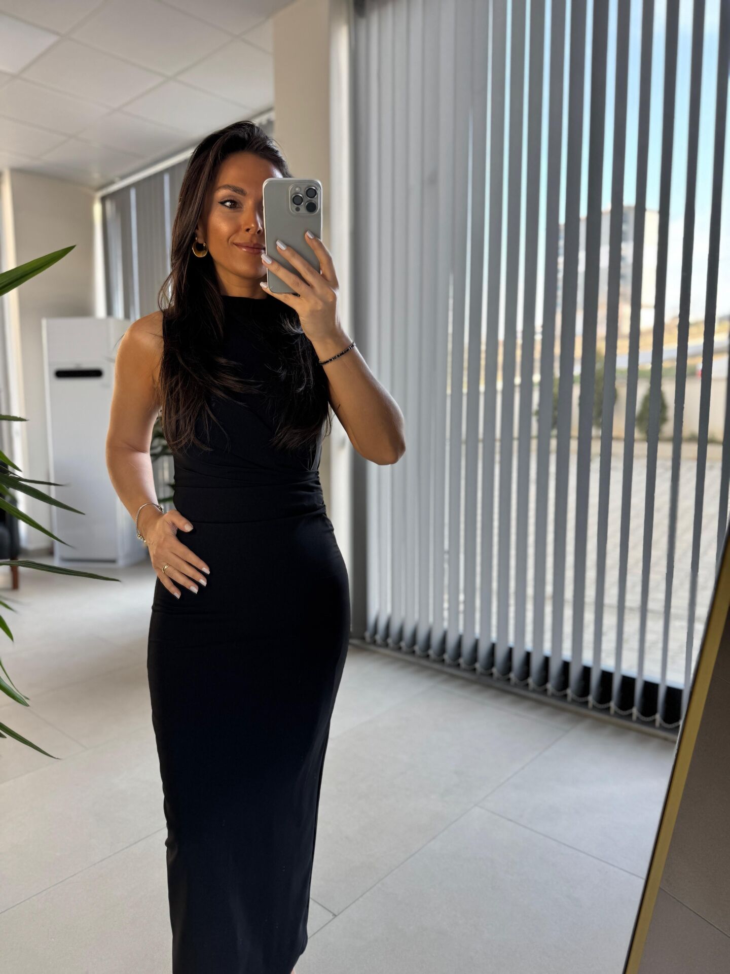 My 3714 Siyah Drapeli Kalem Elbise