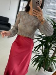 Ms Fuşya Saten Etek