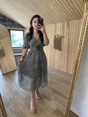 My Midi kruvaze astarlı şifon elbise