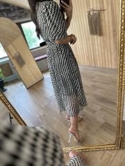 My Midi kruvaze astarlı şifon elbise