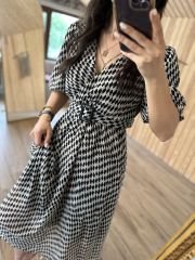 My Midi kruvaze astarlı şifon elbise