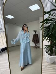 Nx 2896 Mavi Kahve Puantiyeli Etekli Takım