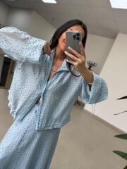 Nx 2896 Mavi Kahve Puantiyeli Etekli Takım