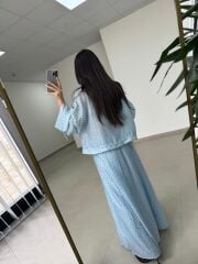 Nx 2896 Mavi Kahve Puantiyeli Etekli Takım