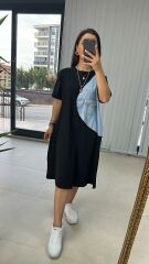 Denim Detaylı Tasarım Elbise