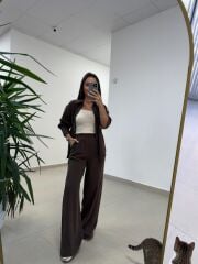 Ms 2126 Kahve Fermuar Detaylı Tensel Takım