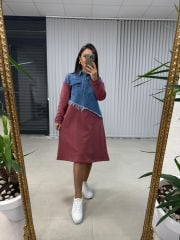 Dr 2452 Kot Montlu Bordo Sweat Elbise