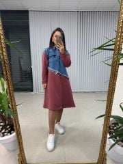 Dr 2452 Kot Montlu Bordo Sweat Elbise