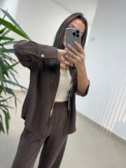 Ms 2126 Kahve Fermuar Detaylı Tensel Takım