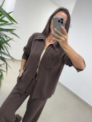 Ms 2126 Kahve Fermuar Detaylı Tensel Takım