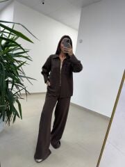 Ms 2126 Kahve Fermuar Detaylı Tensel Takım