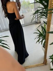 Mc 5956 One Shoulder Detailed Black Dress