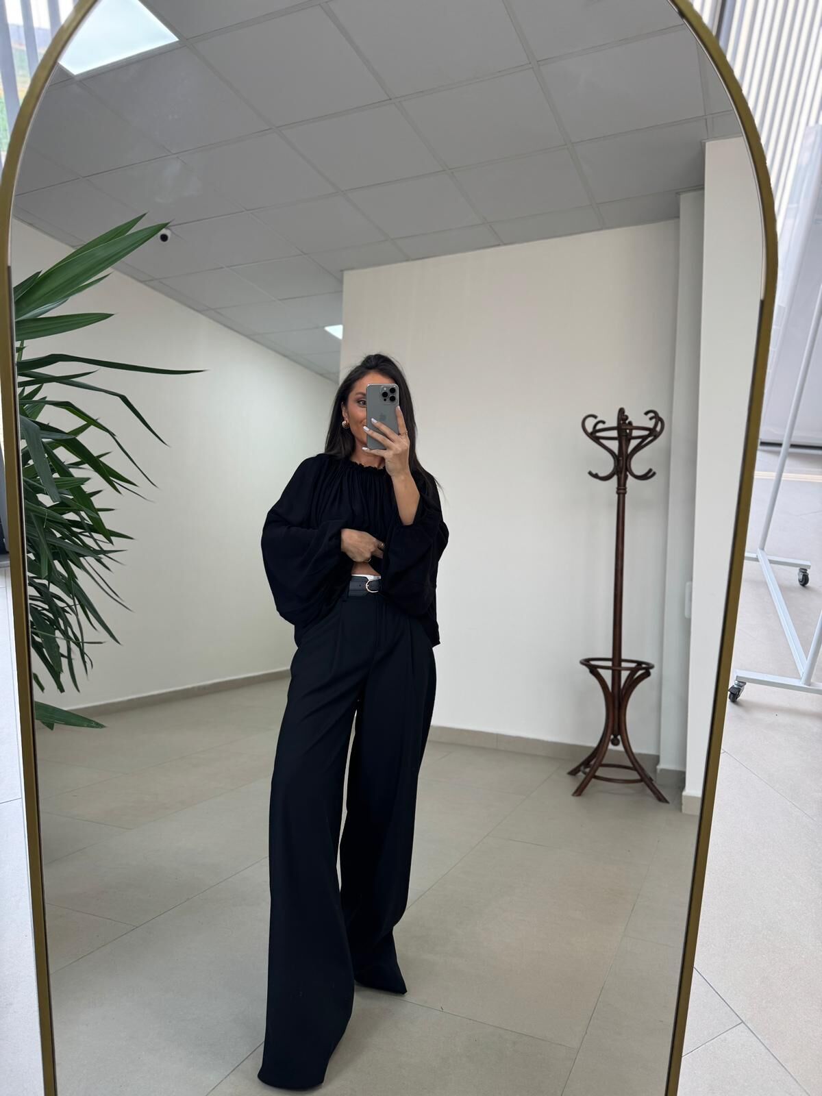 Fp 51304 Kemerli Poliviskon Siyah Pantolon