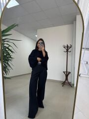 Fp 51304 Kemerli Poliviskon Siyah Pantolon