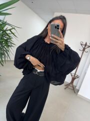 Fp 51304 Kemerli Poliviskon Siyah Pantolon