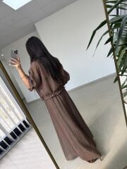 Nx 2896 Kahve Ekru Puantiyeli Etekli Takım