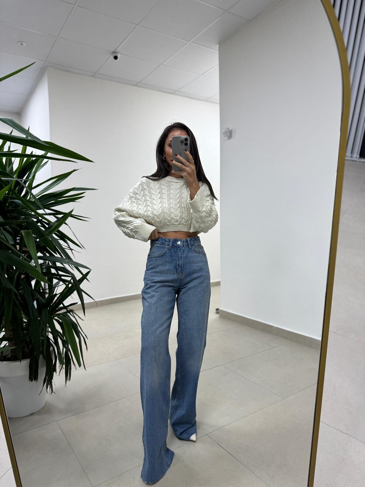 Spt 1077 Palazzo Mavi Denim Pantolon