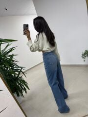 Spt 1077 Palazzo Mavi Denim Pantolon