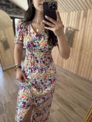 My 3128 Floral front slit viscose dress