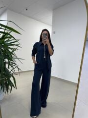 Ms 2126 İndigo Fermuar Detaylı Tensel Takım