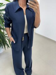 Ms 2126 İndigo Fermuar Detaylı Tensel Takım