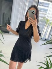 Mc 5837 Sırt Dekolteli Dantel Siyah Elbise