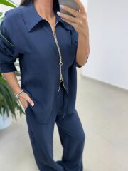 Ms 2126 İndigo Fermuar Detaylı Tensel Takım