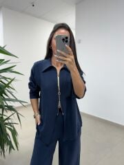 Ms 2126 İndigo Fermuar Detaylı Tensel Takım