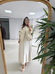 Nx 2859 Marka Model Ceketli Ekru Elbise Takım