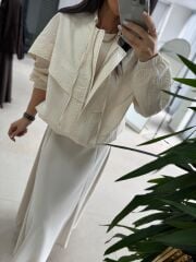 Nx 2859 Marka Model Ceketli Ekru Elbise Takım