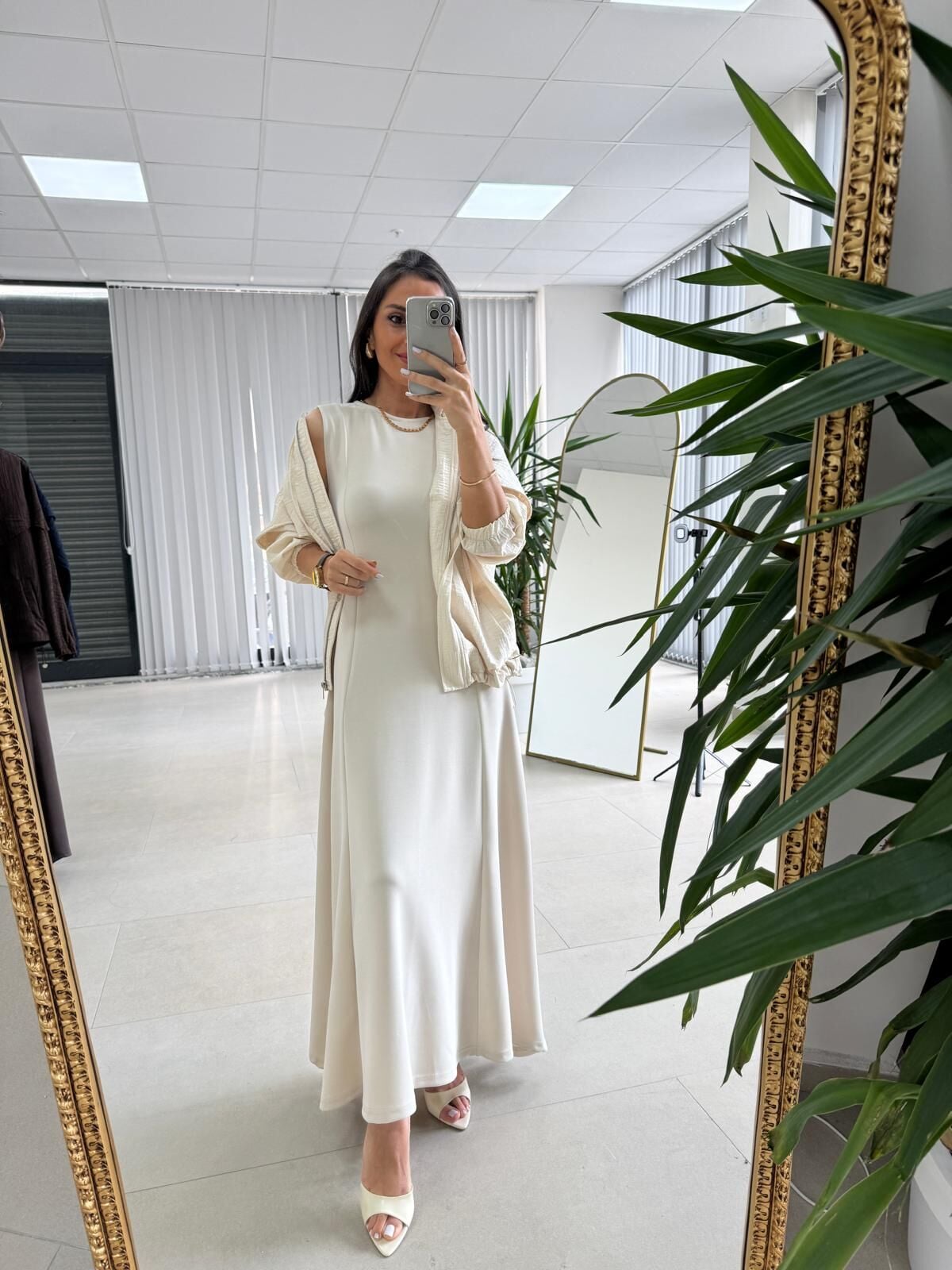 Nx 2859 Marka Model Ceketli Ekru Elbise Takım