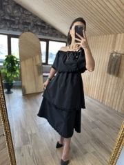 Madonna black poplin dress