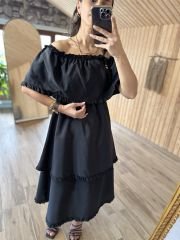 Sg Madonna Siyah Poplin Elbise