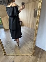 Sg Madonna Siyah Poplin Elbise