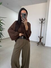 Fp 51304 Kemerli Poliviskon Karamel Pantolon