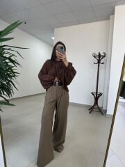 Fp 51304 Kemerli Poliviskon Karamel Pantolon