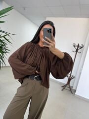 Fp 51304 Kemerli Poliviskon Karamel Pantolon