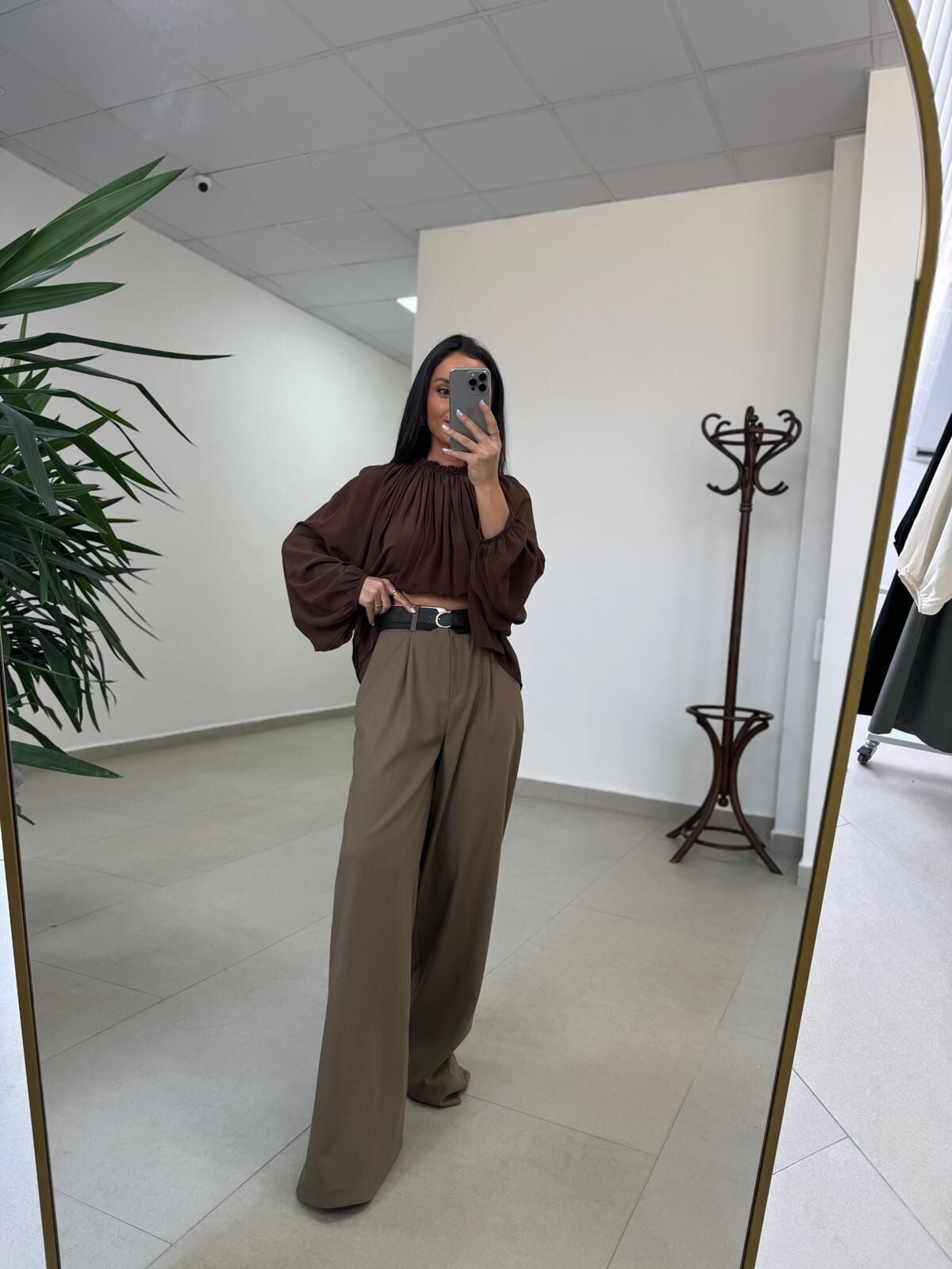 Fp 51304 Kemerli Poliviskon Karamel Pantolon