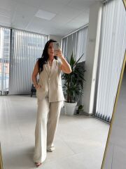 Wr Yelekli Su Yeşili Keten Takım