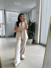 Wr Yelekli Su Yeşili Keten Takım