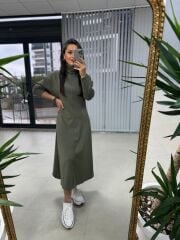 Hv Modal Balıkçı Haki Elbise