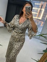 Çiçekli Crep Saten Elbise