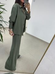 Ms 2126 Haki Fermuar Detaylı Tensel Takım