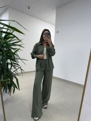 Ms 2126 Haki Fermuar Detaylı Tensel Takım