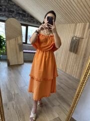 Sg Madonna Turuncu Poplin Elbise