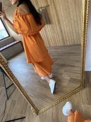 Sg Madonna Turuncu Poplin Elbise