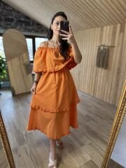 Sg Madonna Turuncu Poplin Elbise